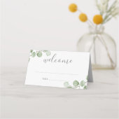 Waterverf Eucalyptus Greenery Wedding Place Card Plaatskaartje (Voorkant)