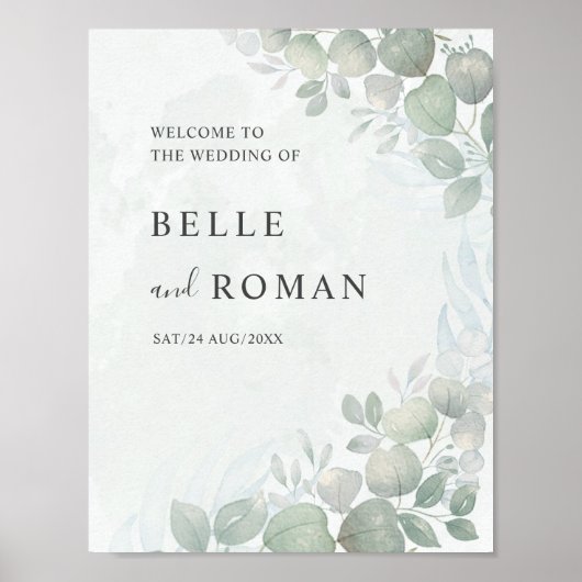 Waterverf Eucalyptus Greenery Wedding Poster (Voorkant)