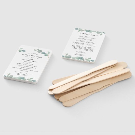 Waterverf Eucalyptus Greenery Wedding Programme Handwaaier (Niet-gemonteerd)