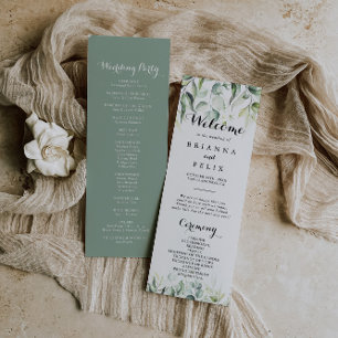 Waterverf Eucalyptus Greenery Wedding Programme Programmakaart