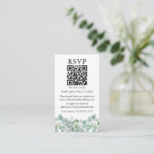Waterverf Eucalyptus Greenery Wedding QR RSVP Informatiekaartje (Staand voorkant)
