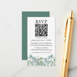 Waterverf Eucalyptus Greenery Wedding QR RSVP Informatiekaartje