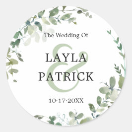 Waterverf Eucalyptus Greenery Wedding Ronde Sticker