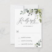 Waterverf Eucalyptus Greenery Wedding RSVP Kaart (Voorkant)