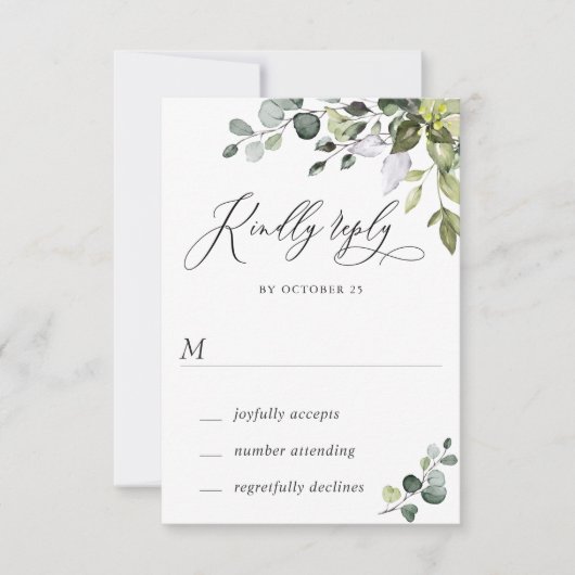 Waterverf Eucalyptus Greenery Wedding RSVP Kaart (Voorkant)