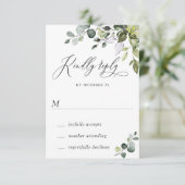 Waterverf Eucalyptus Greenery Wedding RSVP Kaart (Staand voorkant)