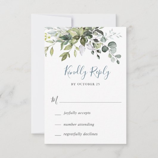 Waterverf Eucalyptus Greenery Wedding RSVP Kaart (Voorkant)