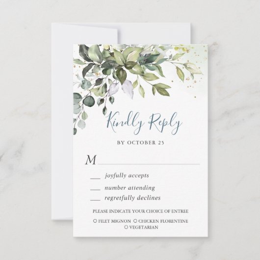 Waterverf Eucalyptus Greenery Wedding RSVP Kaart (Voorkant)