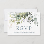 Waterverf Eucalyptus Greenery Wedding RSVP Kaart (Voorkant)
