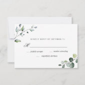 Waterverf Eucalyptus Greenery Wedding RSVP Kaart (Achterkant)
