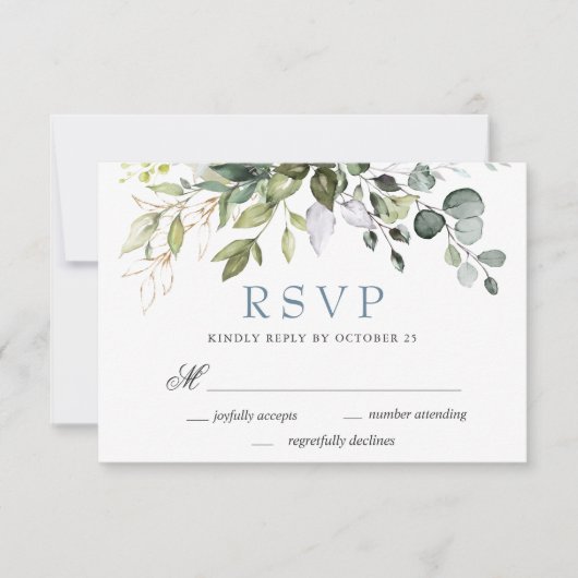 Waterverf Eucalyptus Greenery Wedding RSVP Kaart (Voorkant)