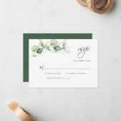 Waterverf Eucalyptus Greenery Wedding RSVP Kaart Notitiekaartje (Voorkant / Achterkant in situ)