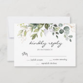Waterverf Eucalyptus Greenery Wedding RSVP Kaartje (Voorkant)