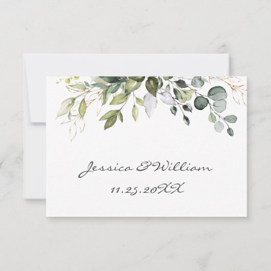 Waterverf Eucalyptus Greenery Wedding RSVP Kaartje (Achterkant)
