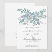 Waterverf Eucalyptus Greenery Wedding Save The Date (Voorkant / Achterkant)