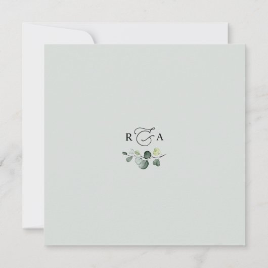 Waterverf Eucalyptus Greenery Wedding Square Kaart (Achterkant)