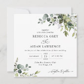 Waterverf Eucalyptus Greenery Wedding Square Kaart (Voorkant)