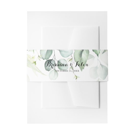 Waterverf Eucalyptus Greenery Wedding Uitnodigingen Wikkel (Voorkant Voorbeeld)