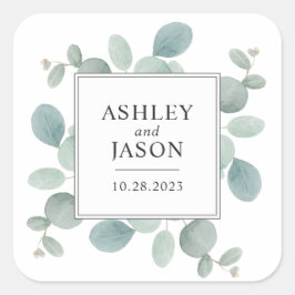 Waterverf Eucalyptus Greenery Wedding Vierkante Sticker
