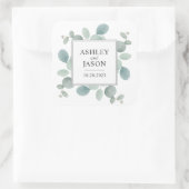 Waterverf Eucalyptus Greenery Wedding Vierkante Sticker (Tas)