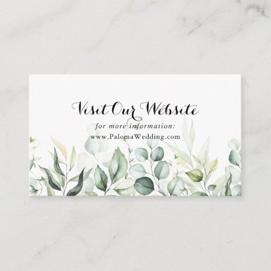 Waterverf Eucalyptus Greenery Wedding Website Informatiekaartje (Voorkant)