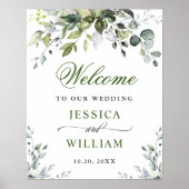 Waterverf Eucalyptus Greenery Wedding Welkom Poster (Voorkant)