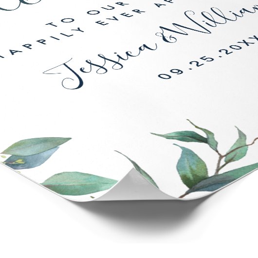 Waterverf Eucalyptus Greenery Wedding Welkom Poster (Hoek)