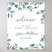 Waterverf Eucalyptus Greenery Wedding Welkom Poster (Voorkant)