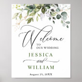 Waterverf Eucalyptus Greenery Wedding Welkom Poster (Voorkant)