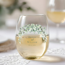 Waterverf Eucalyptus Greenery Wedding Wijnglas Zonder Voet