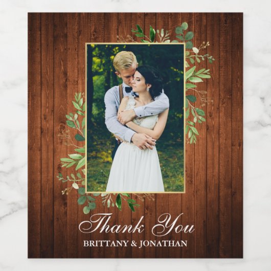 Waterverf Eucalyptus Greenery Wood Weddenschap Wijn Etiket (Enkel label)