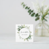 Waterverf Eucalyptus Greenery Wreath Vierkante Visitekaartje (Staand voorkant)