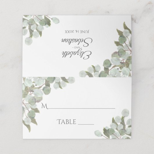 Waterverf Eucalyptus & Greenery Write-in Wedding Plaatskaartje (Buitenkant ongevouwen)