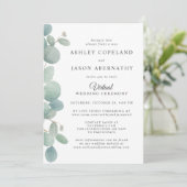 Waterverf eucalyptus grens virtuele bruiloft kaart (Staand voorkant)