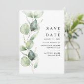 Waterverf Eucalyptus Griekenland Save The Date (Staand voorkant)