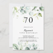 Waterverf Eucalyptus Groen 70ste verjaardagsfeestj Kaart (Voorkant)