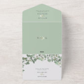 Waterverf Eucalyptus groen bloesems bruiloft All In One Uitnodiging (Buitenkant)