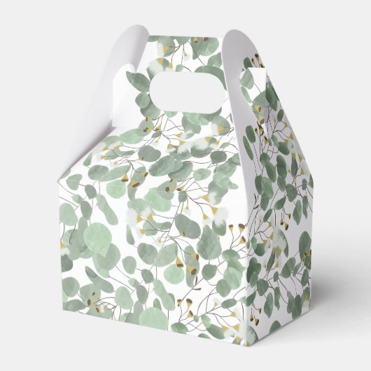 Waterverf Eucalyptus groen bloesems bruiloft Bedankdoosjes (Achterkant)