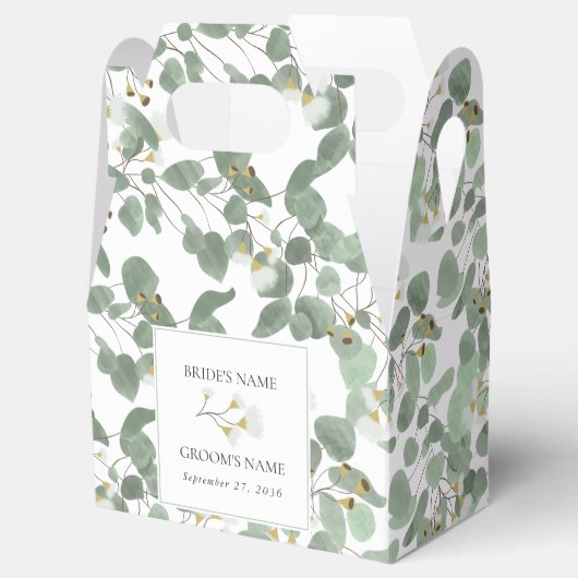 Waterverf Eucalyptus groen bloesems bruiloft Bedankdoosjes (Geopend)