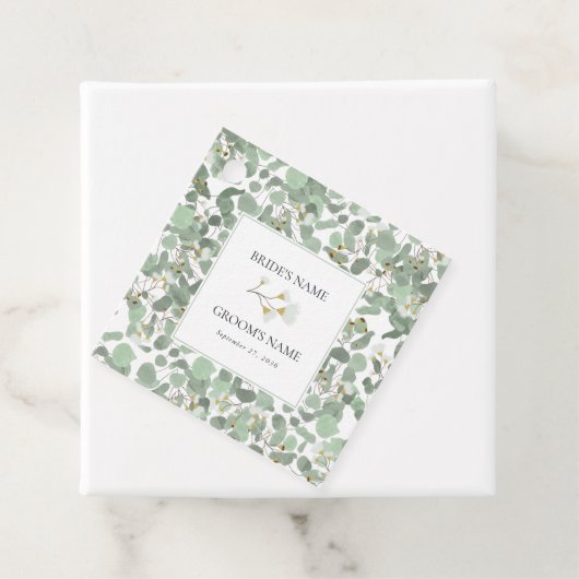 Waterverf Eucalyptus groen bloesems bruiloft Bedankjes Labels (In situ)