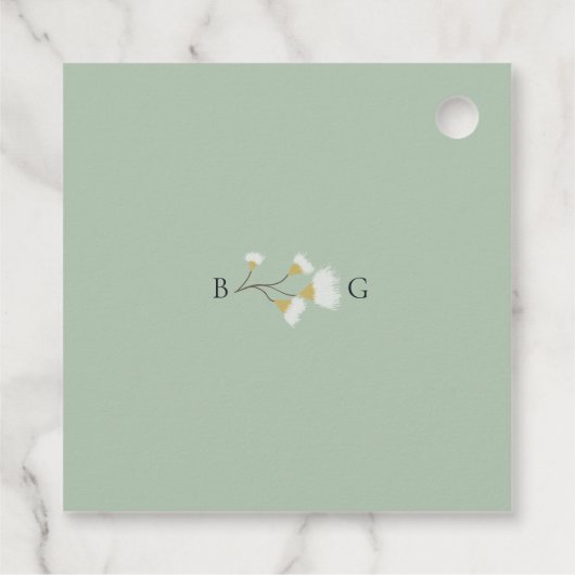 Waterverf Eucalyptus groen bloesems bruiloft Bedankjes Labels (Achterkant)