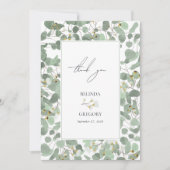 Waterverf Eucalyptus groen bloesems bruiloft Bedankkaart (Voorkant)