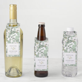 Waterverf Eucalyptus groen bloesems bruiloft Flessenhanger