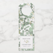 Waterverf Eucalyptus groen bloesems bruiloft Flessenhanger (Voorkant)