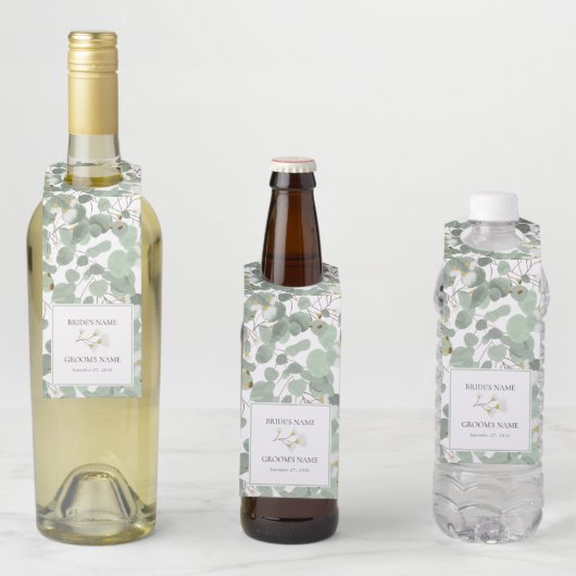 Waterverf Eucalyptus groen bloesems bruiloft Flessenhanger (In situ)