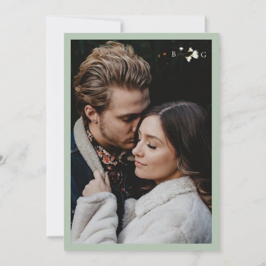 Waterverf Eucalyptus groen bloesems bruiloft Kaart (Achterkant)