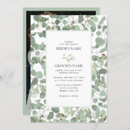 Waterverf Eucalyptus groen bloesems bruiloft Kaart