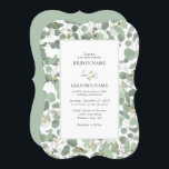 Waterverf Eucalyptus groen bloesems bruiloft Kaart<br><div class="desc">Een mooie handgetekende waterverf eucalyptus groen en gom bloesems bruiloft ontwerp. Een uniek ontwerp dat gebruik maakt van geïllustreerde waterverf eucalyptusbladeren en bloembloesem botanicals. Een moderne eucalyptus bloemmotief. Een elegant ontwerp van de huwelijksuitnodiging met moderne elementen. Overeenkomende bruiloft briefpapier items en andere bruiloft uitnodigingsformaten zijn ook beschikbaar.</div>