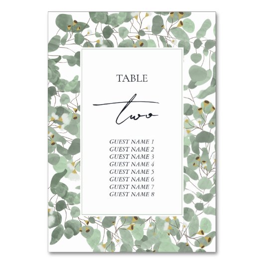 Waterverf Eucalyptus groen bloesems bruiloft Kaart (Voorkant)