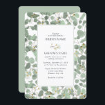 Waterverf Eucalyptus groen bloesems bruiloft Kaart<br><div class="desc">Een mooie handgetekende waterverf eucalyptus groen en gom bloesems bruiloft ontwerp. Een uniek ontwerp dat gebruik maakt van geïllustreerde waterverf eucalyptusbladeren en bloembloesem botanicals. Een moderne eucalyptus bloemmotief. Een elegant ontwerp van de huwelijksuitnodiging met moderne elementen. Overeenkomende bruiloft briefpapier items en andere bruiloft uitnodigingsformaten zijn ook beschikbaar.</div>